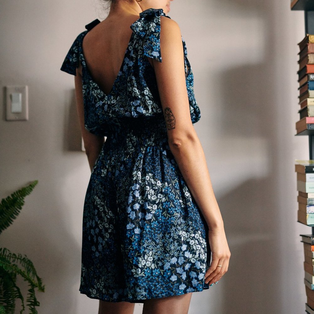New Silk Rebecca Taylor Ava Floral romper blue L - Picture 8 of 14